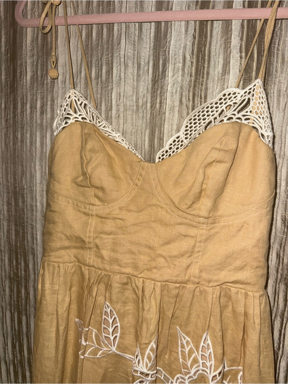 FARM Rio Sand Richelieu Laces Cup Midi Dress BNWT - Picture 4 of 5